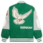 Green Saint Michael X Shermer Academy Pigeon Varsity Jacket - Back