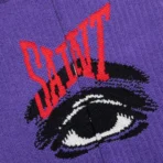 Purple Saint Michael Eye Socks Logo