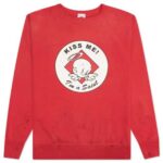 Red Saint Michael Kiss Me Crew Sweater