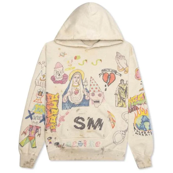 Gray Saint Michael Graffiti Hoodie