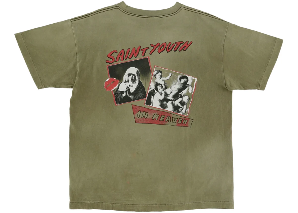 saint mxxxxxx in heaven t shirt khaki 1