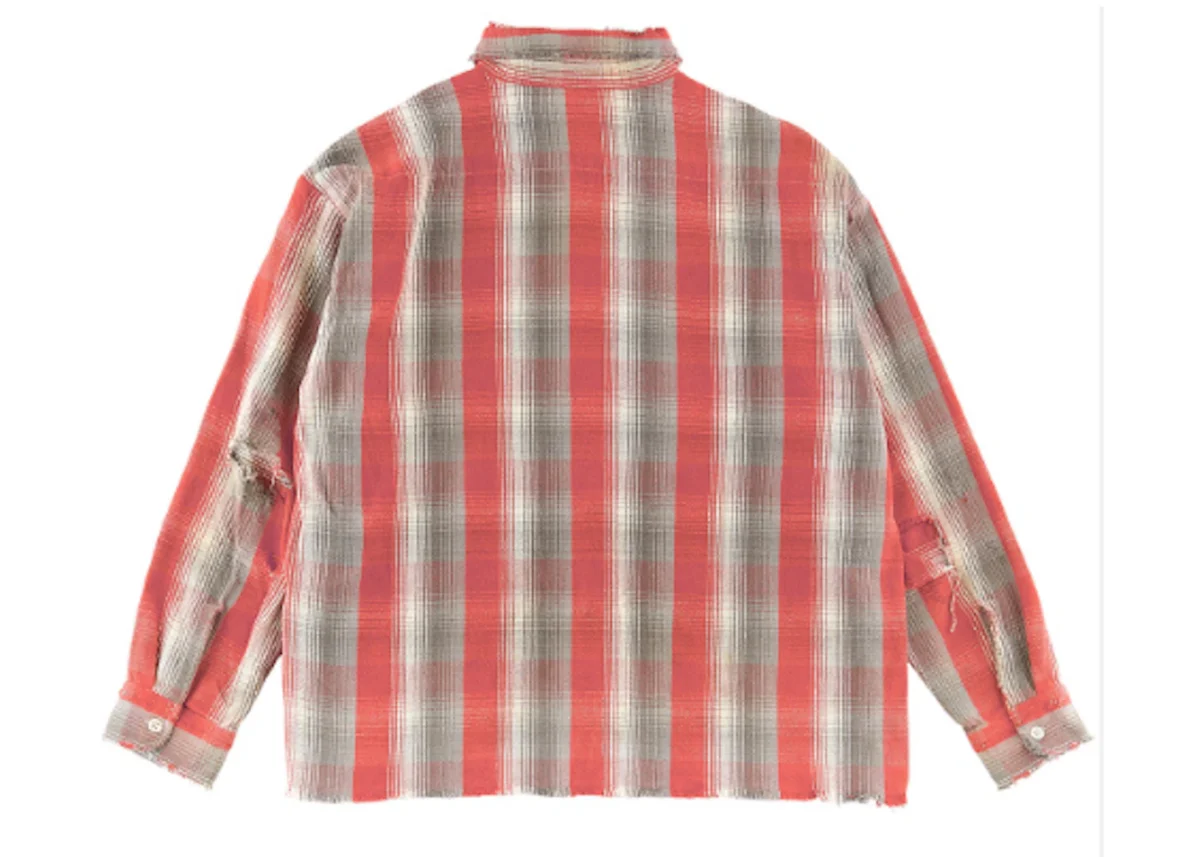 Red Saint Mxxxxxx x Shermer Academy Flannel Shirt Back